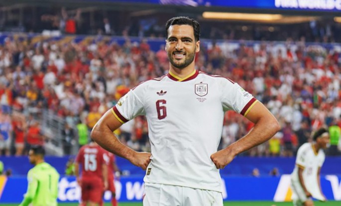 Gol tunggal Mikel Merino di masa injury time memastikan kemenangan tipis 1-0 Spanyol atas Portugal. / Foto: Instagram @sefutbol
