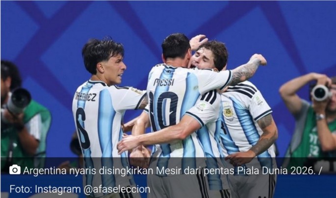  RASIOZ ◉ Argentina nyaris disingkirkan Mesir dari pentas Piala Dunia 2026. / (Foto: Instagram @afaseleccion /ECONOMICZONE