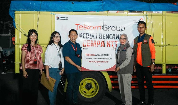 TelkomGroup bersama BNPB dan BPBD menyiapkan dan menyalurkan bantuan logistik bagi masyarakat terdampak gempa bumi di Nusa Tenggara Timur (NTT).Foto/Dok-TelkomIndonesia/ECONOMICZONE