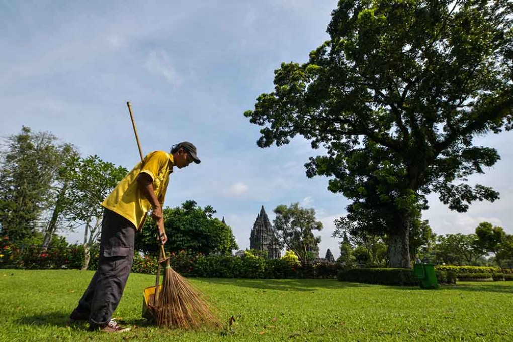 Candi Prambanan Tampil Asri di Balik Rindangnya Alam
